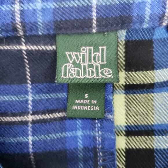 Wild Fable Flannel Oversized Boyfriend Shirt Spliced Plaid & Checks Pockets S - Picture 10 of 13
